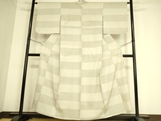 平和屋着物▽本塩沢 単衣 110亀甲 横段文 正絹 逸品 CAAS2425xi