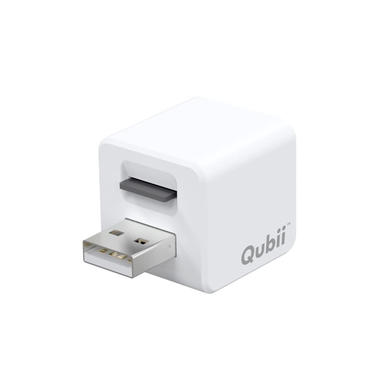 Maktar Qubii 充電しながら自動バックアップ iphone usbメモリ ipad 容量不足解消 写真 動画 音楽 連絡先 SNS データ 移行 SDカードリーダー 機種変更 ホワイト microSD別売 ホワイト