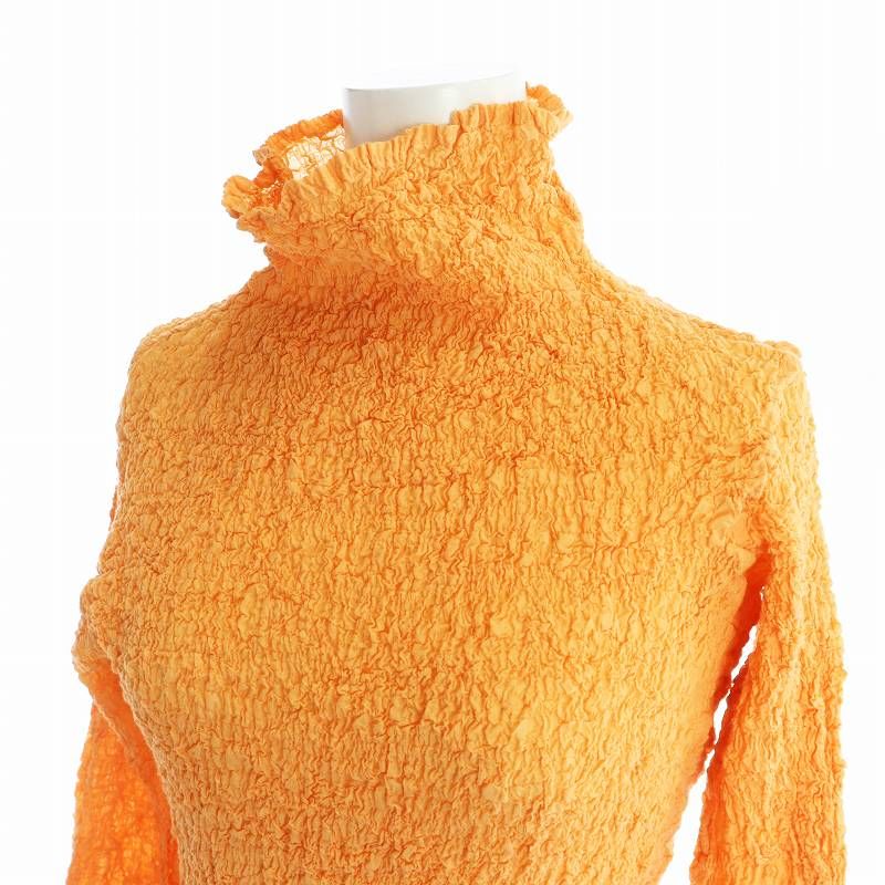 ミーイッセイミヤケ me ISSEY MIYAKE カリフラワー カットソー 長袖 タートルネック プリーツ オレンジ MI94FM974 レディース ミーイッセイミヤケ me ISSEY MIYAKE カリフラワー カットソー