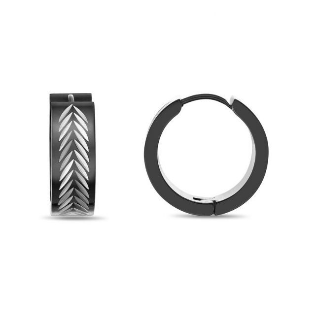 リンクス メンズ ピアス イヤリング Men s LYNX Ion Plated Stainless Steel Hoop Earrings Blue Stainless