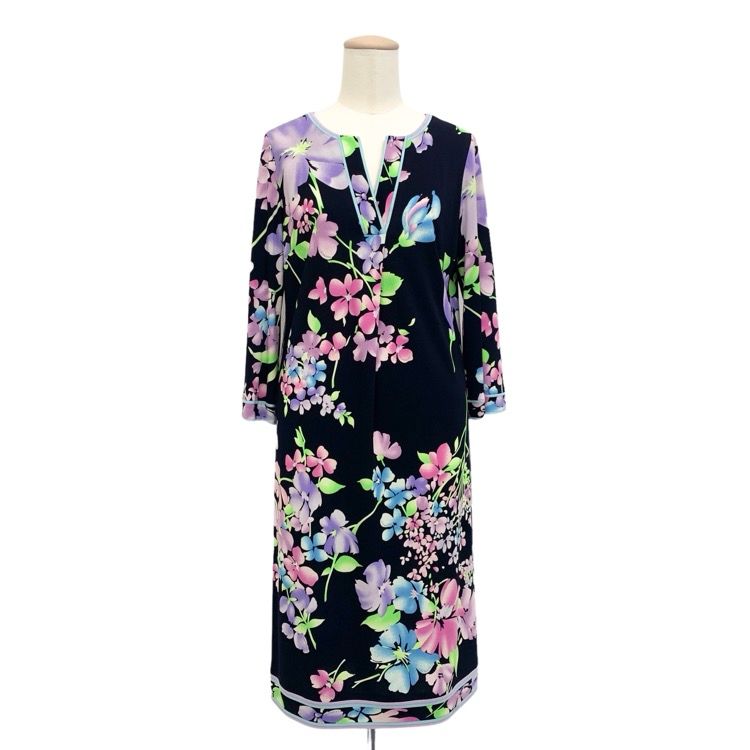 近年美品　LEONARD レオナール カンカン　ベルト　ワンピース 近年美品 LEONARD レオナール カンカン ベルト付 ワンピース 42