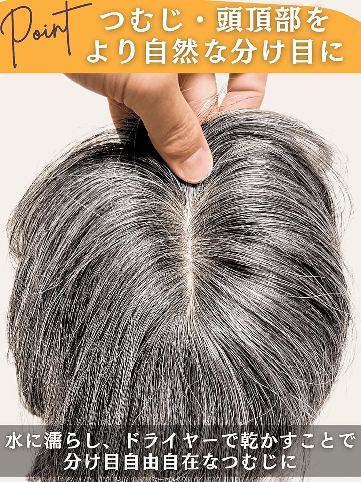 ルスブリラーレ Luce brillare 部分ウィッグ かつら ヘアピース ポイントウィッグ 白髪 グレイヘアー 女性 レディース 人工毛 ショート 前髪 ストレート 白5黒5 人毛 グレイヘアーショート 前髪未カット FORTGASGNV_COM_BR