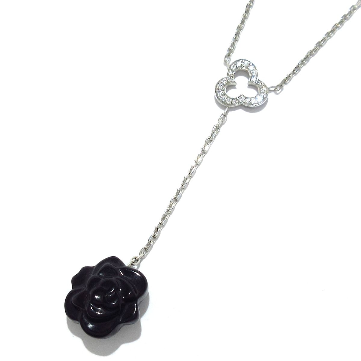 CHANEL(シャネル) ネックレス カメリア K18WG×ダイヤモンド×黒