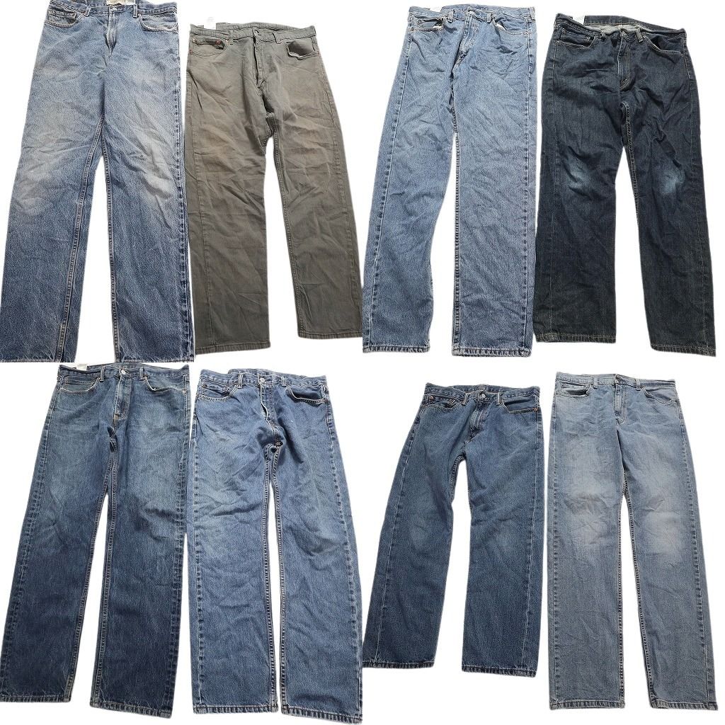 古着卸 リーバイス 505 デニム パンツ 8枚セット メンズ W36 フェード アメカジ インディゴブルー 古着 NA3390