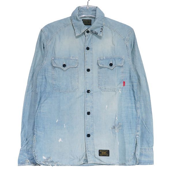 WTAPS ダブルタップス 13SS CELL L|S|SHIRTS.COTTON.CHAMBRAY 131GWDT-SHM07 セル ロングスリーブ シャツ コットン シャンブレー インディゴ 長袖 サイズ1 S junz