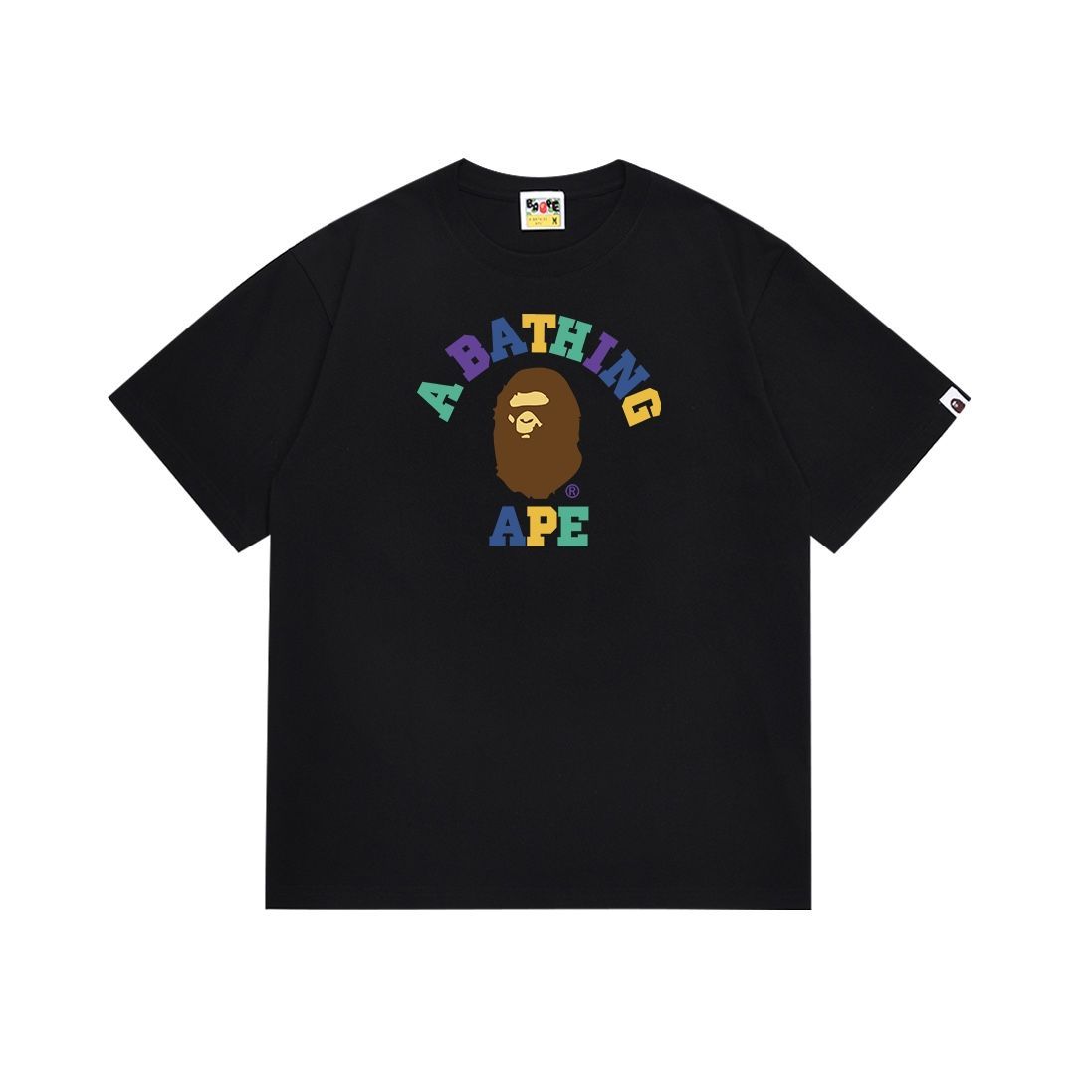 新品⭐︎A BATHING APE レタープリント半袖Tシャツ 男女兼用 A BATHING APE ブラック ホワイト レタープリント半袖Tシャツ