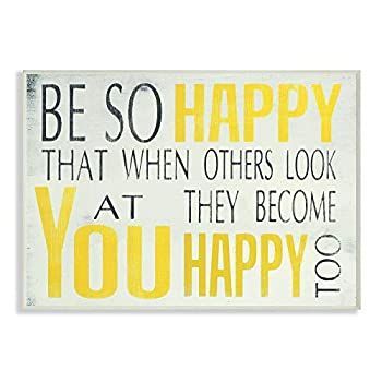 Stupell Home Decor Be So Happy タイポグラフィウォールプレート、10 x 0.5 x 15、誇りを持ってアメリカ製