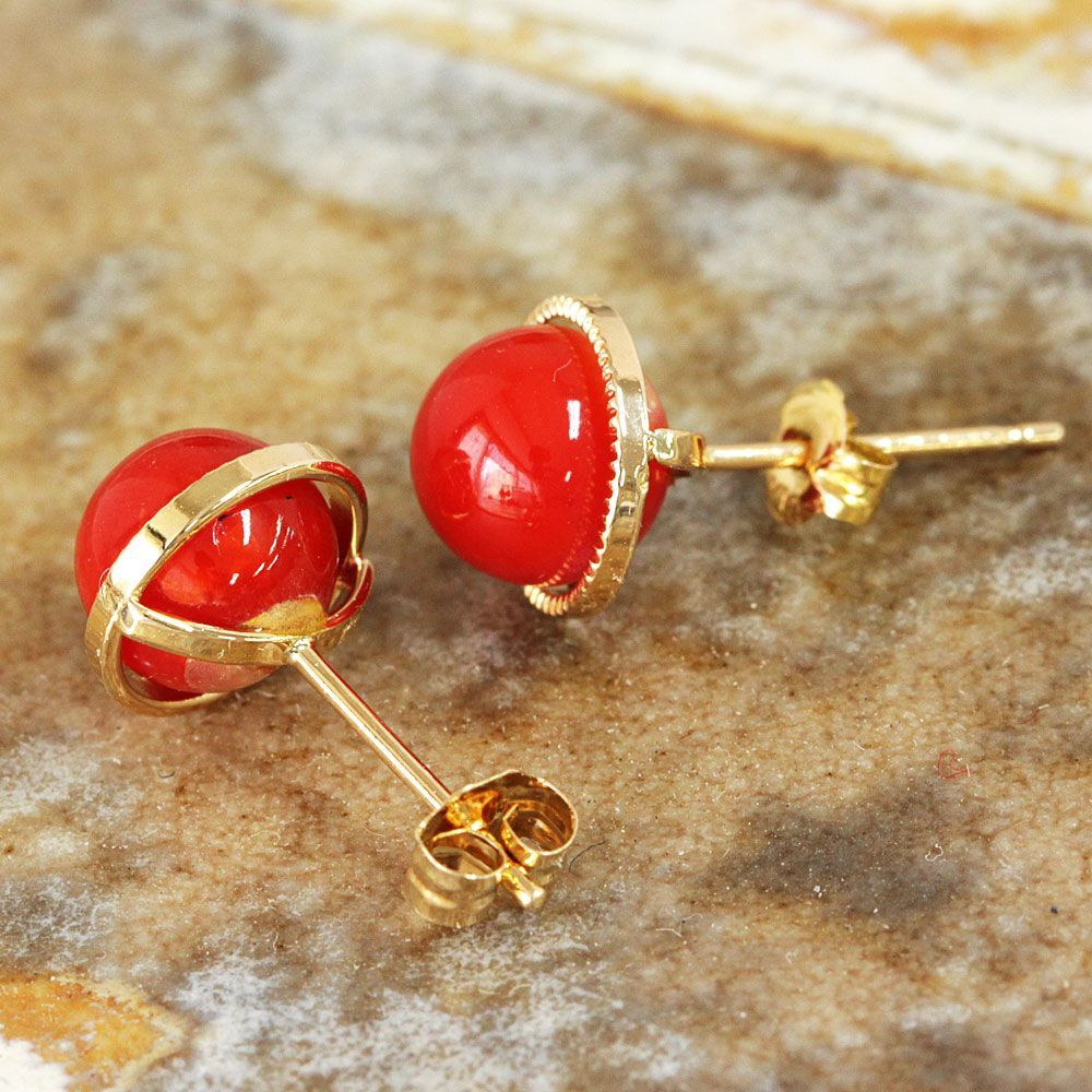 本珊瑚K18 赤色宝石 ピアス(両耳用) 楽天市場】赤珊瑚