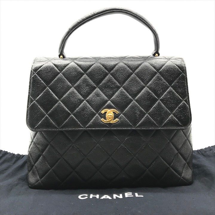 CHANEL シャネル ココマーク ターロック キャビアスキン マトラッセ ハンド バッグ ブラック K312