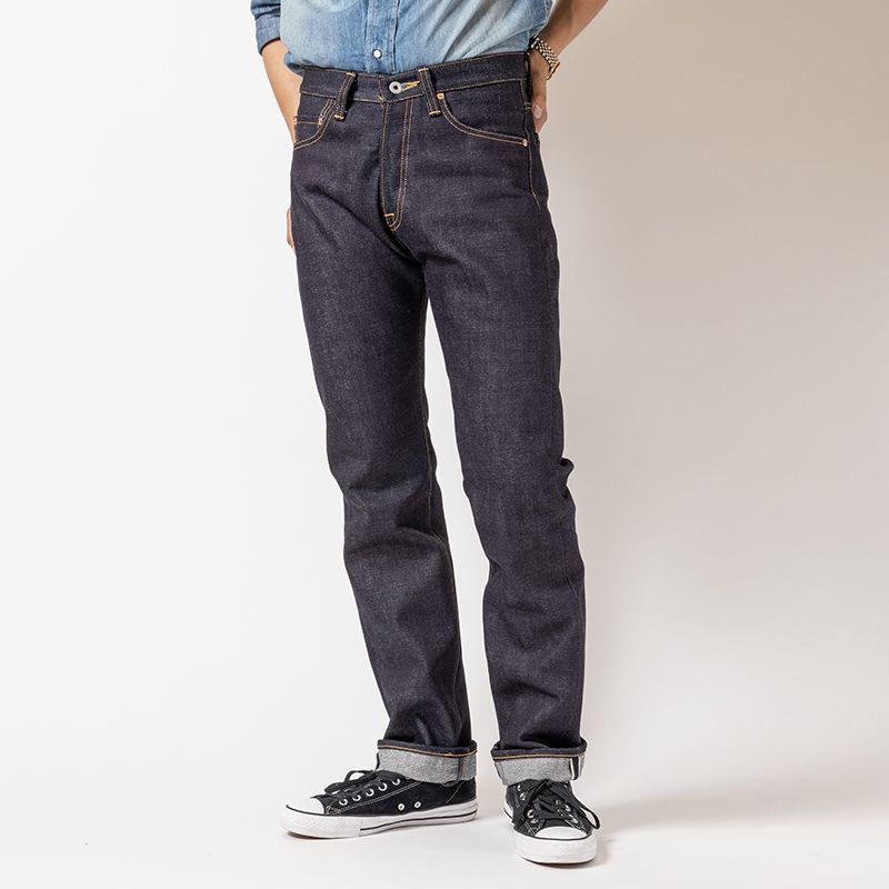 【革パッチタイプ・シンチバックなし】オリジナル / カスタマイズジーンズ / 21オンス / 21oz / 赤耳セルビッチデニム / ストレートタイプ / 赤タブ・リベット・ボタンフライ・トップボタンが