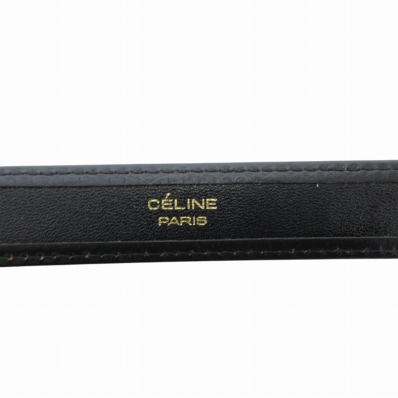 セリーヌ CELINE ベルト レザー 革 ロゴ 馬車 バックル 100 黒