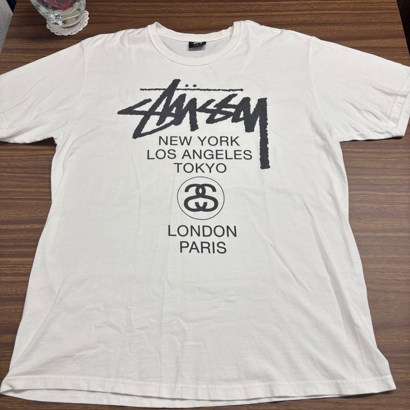 ☆【売り尽くし】stussy ステューシー WORLD TOUR tシャツ 白 Lサイズ 