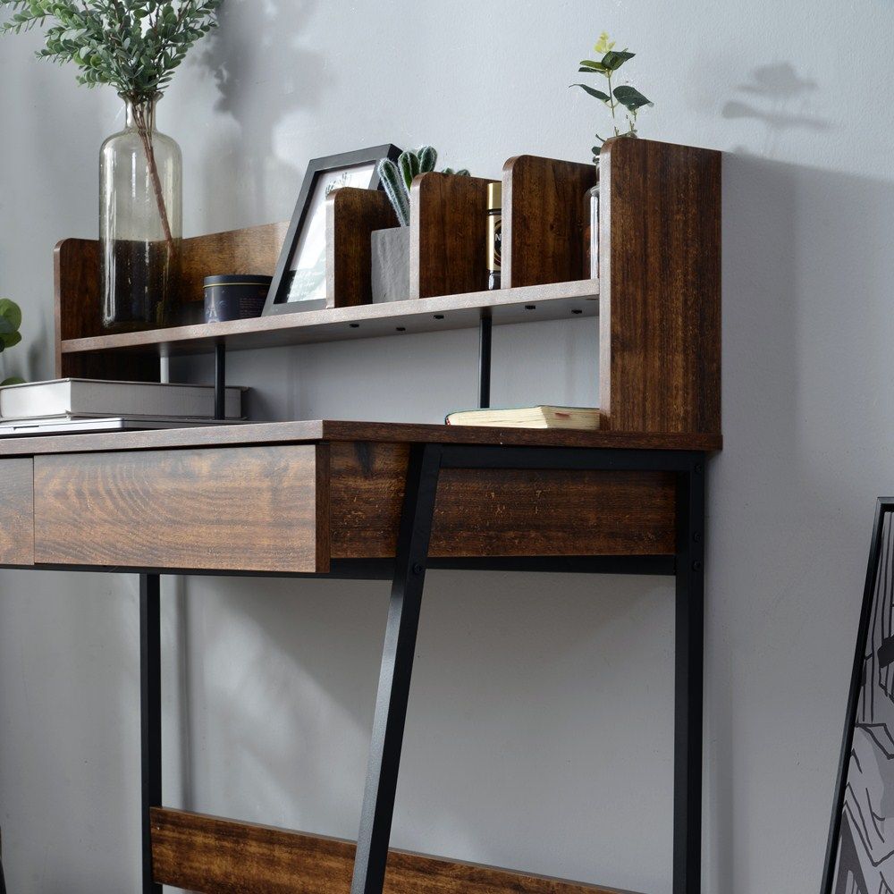 オフィスチェア+パソコンデスク セット】 【ダークブラウン】パソコン