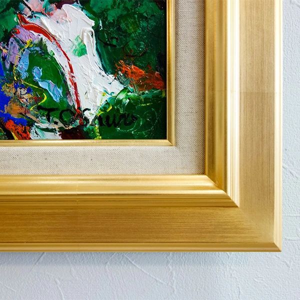 風景画 油絵 田中一村 F8絵画 額付き 手描き 肉筆 油彩画 F6号 大沢武士 「赤富士」 額入り 真筆 手描き 肉筆画