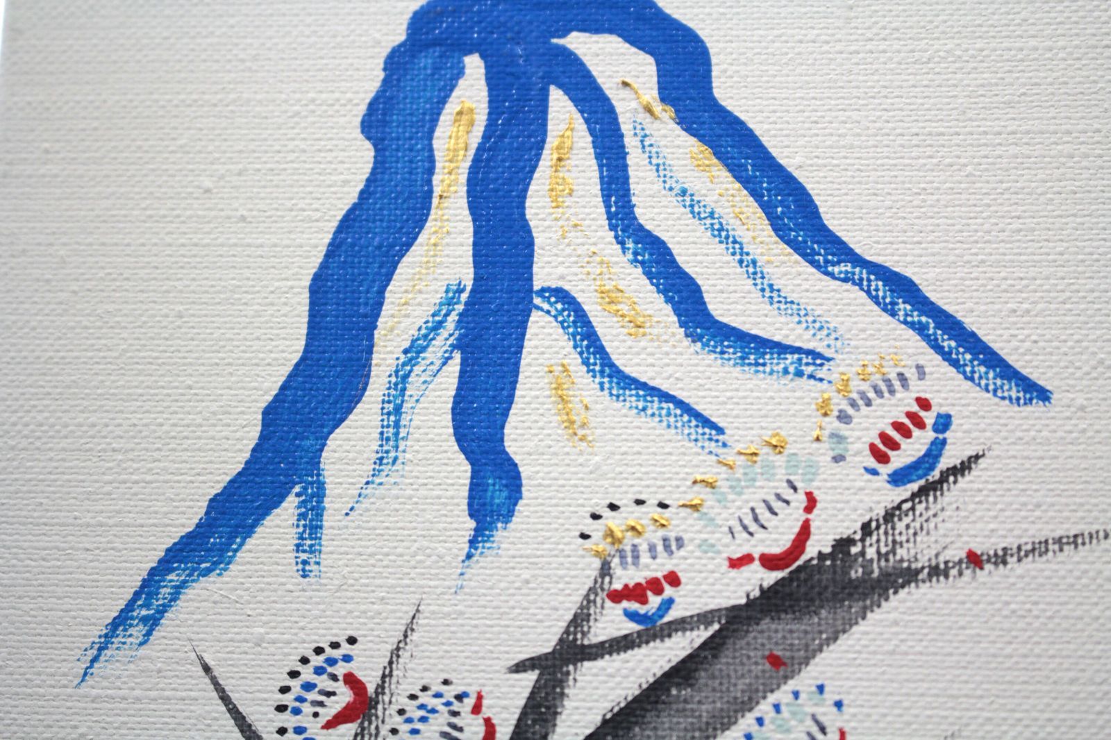 作家不明『梅と山』アクリル画 絵画 【公式通販】