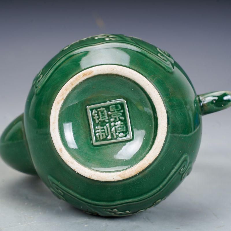 緑釉花紋執壺 茶壺 酒壺 陶磁器 現代工芸品 置物 緑釉花紋執壺 茶壺 酒壺 陶磁器 現代工芸品 置物 - メルカリ