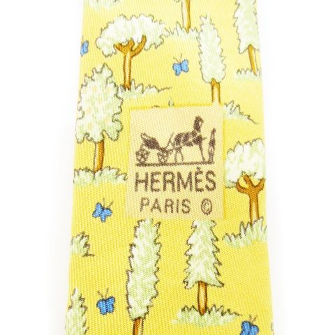 エルメス HERMES ネクタイ レギュラー シルク 絹 ウッドモチーフ