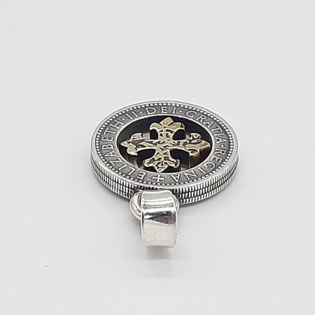 AQUA SILVER アクアシルバー ネックレス ペンダントトップ チャーム SILVER BRASS コイン 6ペンス リバーシブル - メルカリ