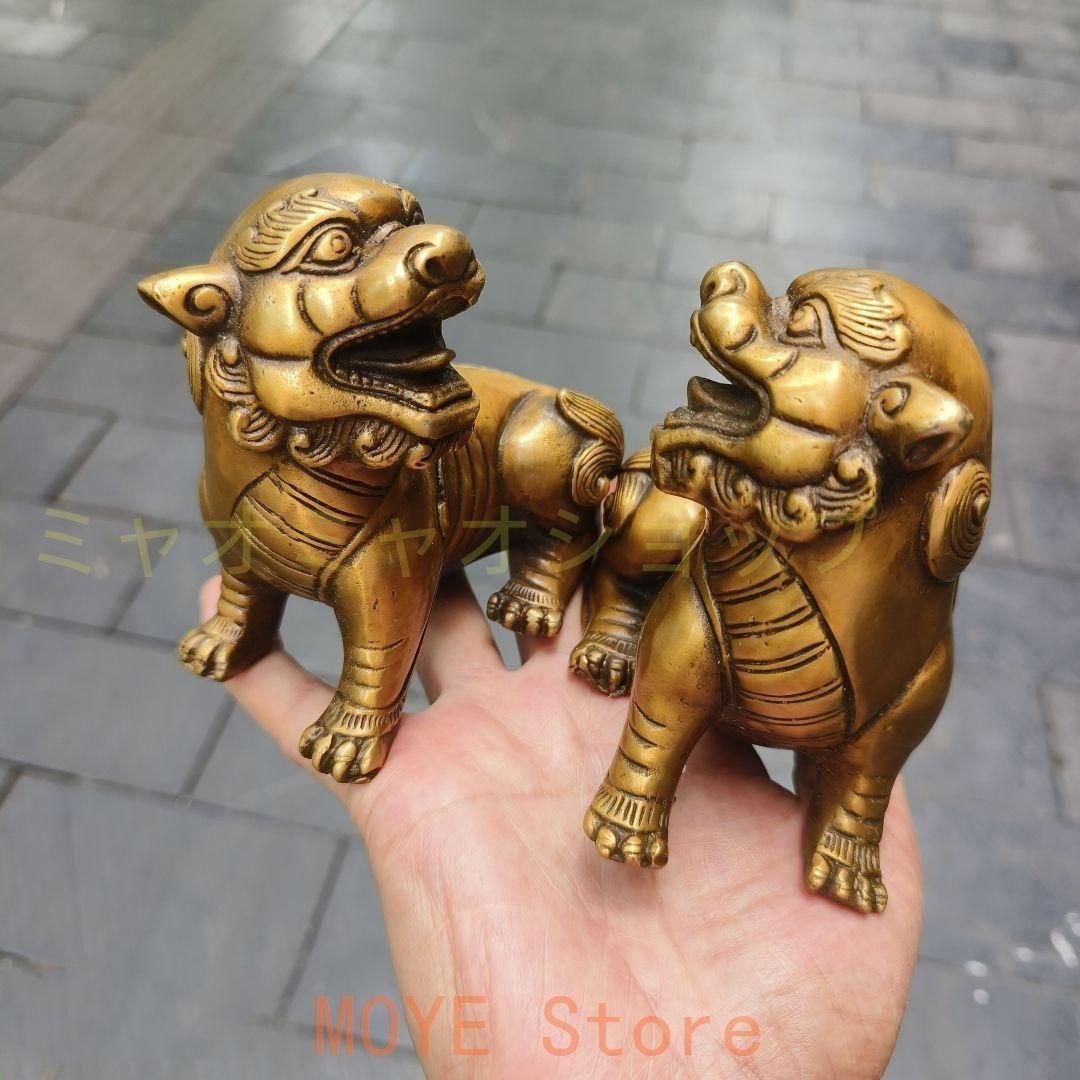 銅器 ライオン 居間 玄関 事務室 辟邪 開運風水 招財 装飾品 置物