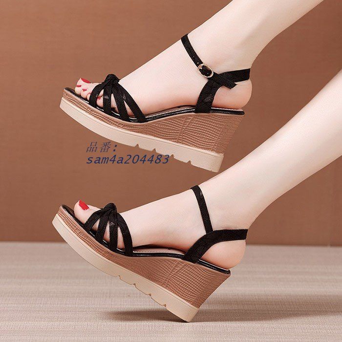 アンクルストラップ ストライプサンダル