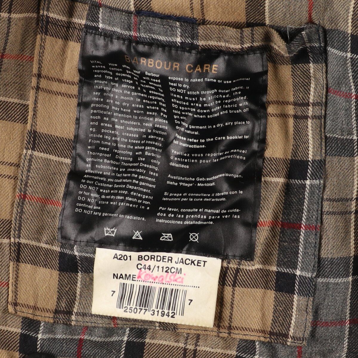 古着 バブアー Barbour BORDER ボーダー ワックスコットン オイルドジャケット 英国製 C44 メンズL/evb004944