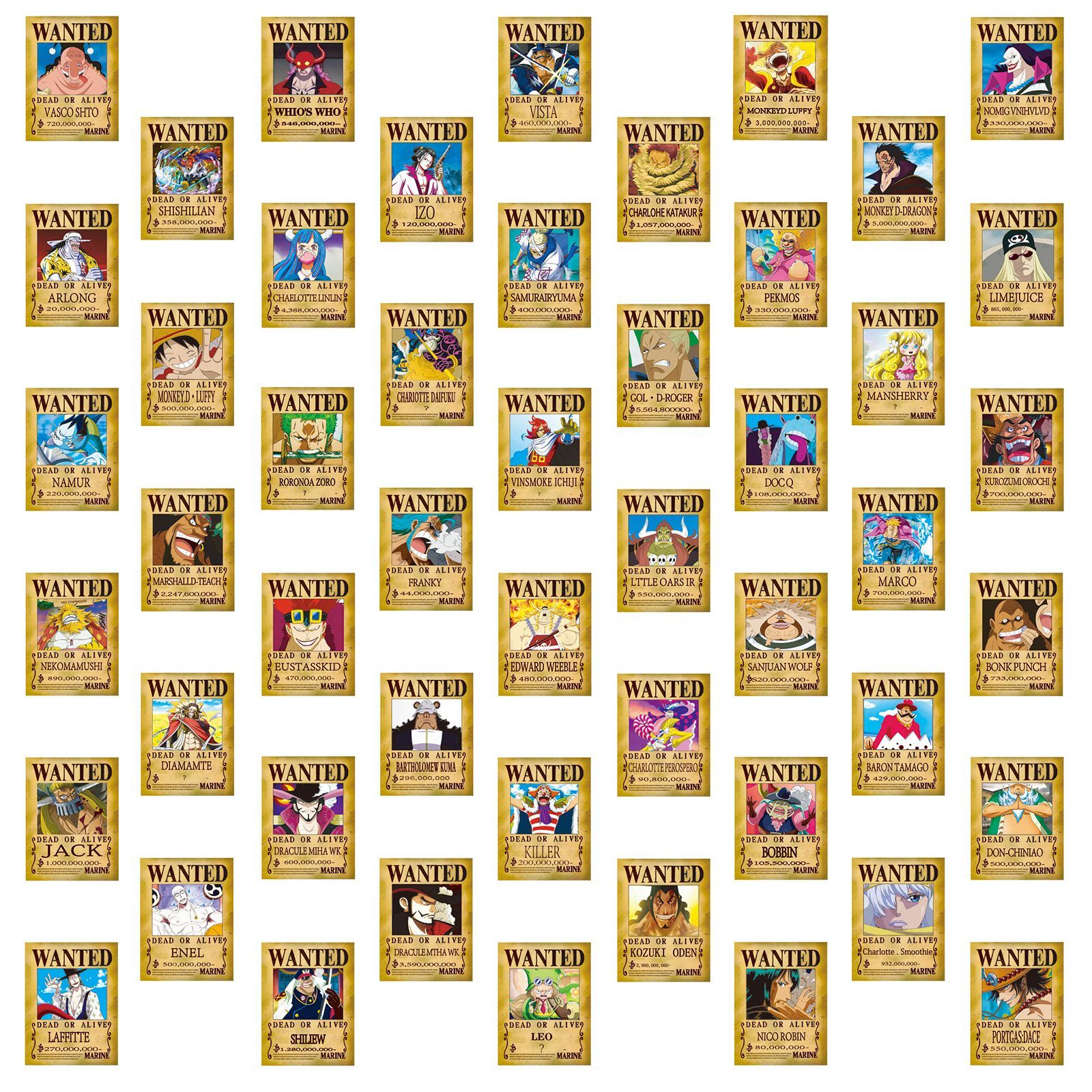 新作】ONE PIECE 懸賞金ステッカー 50枚 麦わらの一味 最新デザイン 