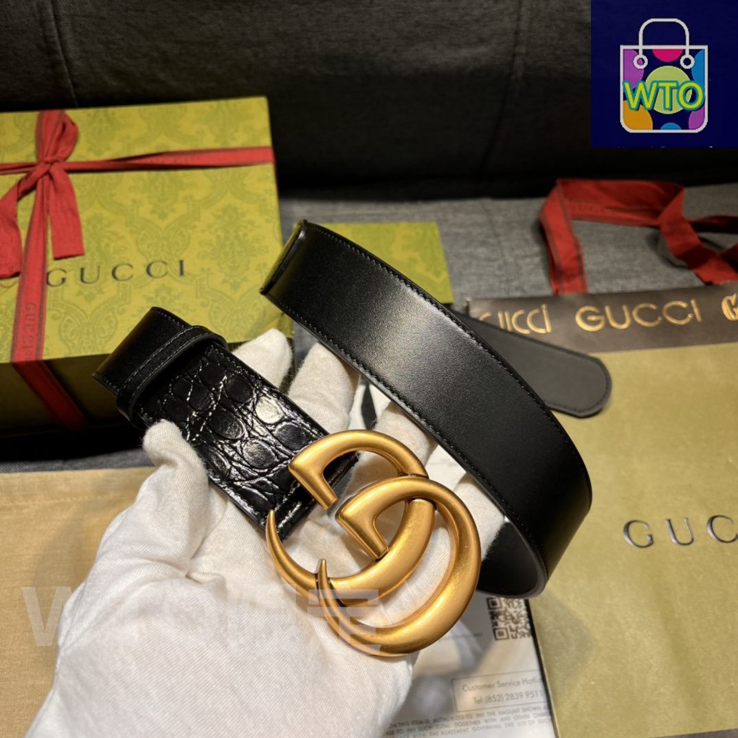 GUCCI ブラック ベルト GGパターン 今日特価】GUCCI New Model ブラックレザーベルト with GG