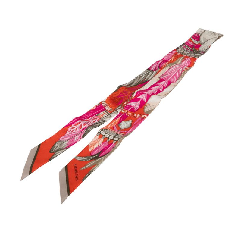 エルメス ツイリー DANSE PACIFIQUE ダンスパシフィック オレンジ ピンク マルチカラー シルク レディース HERMES 1-0229409