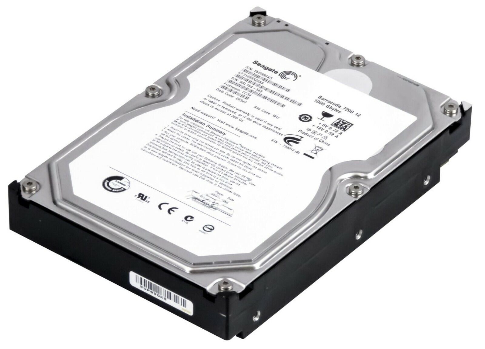 ハードドライブ Seagate バラクーダ 1TB ST31000528AS 7200U/分 32MB SATA II 3.5'' Af