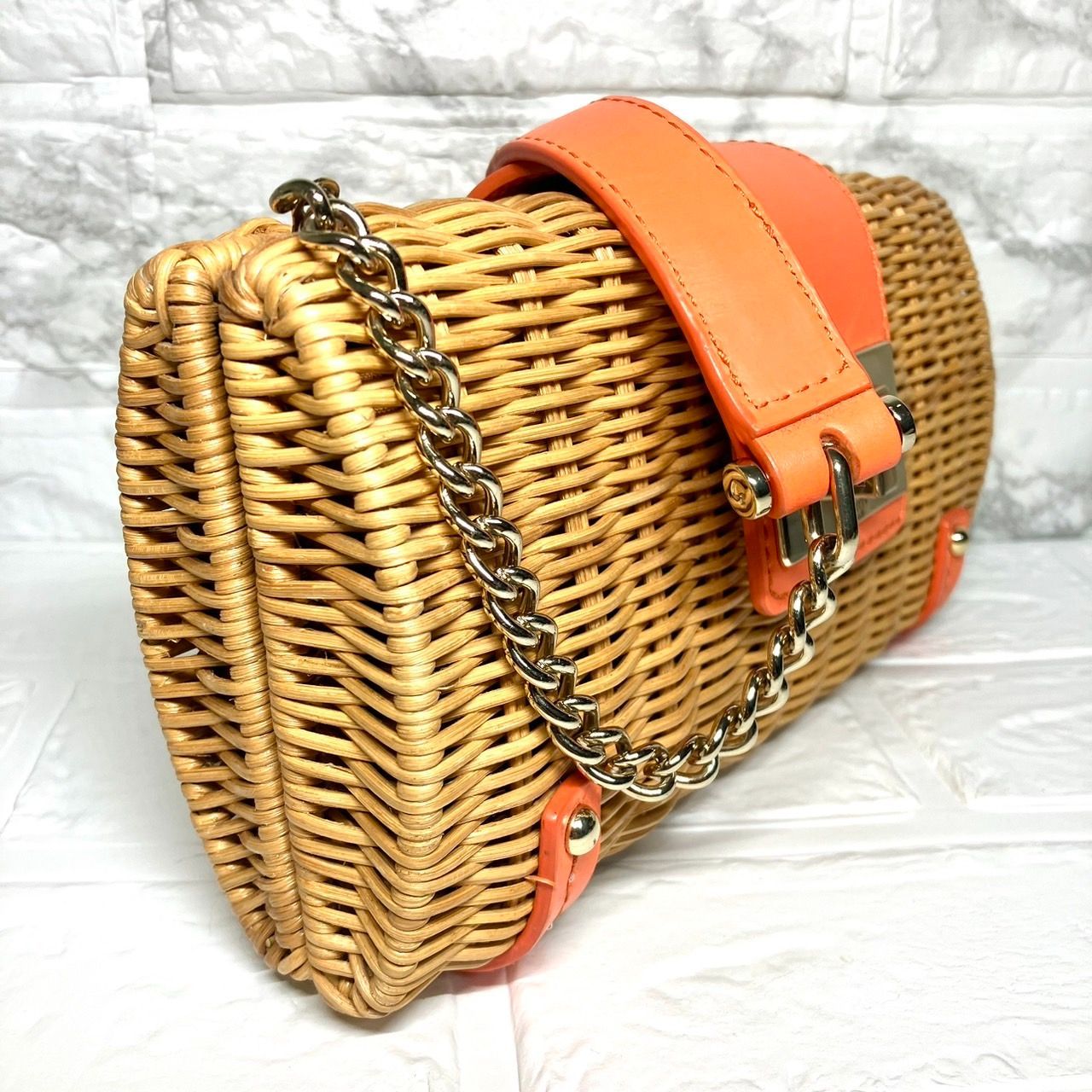 kate spade ケイトスペード カゴバッグ オレンジ ショルダー