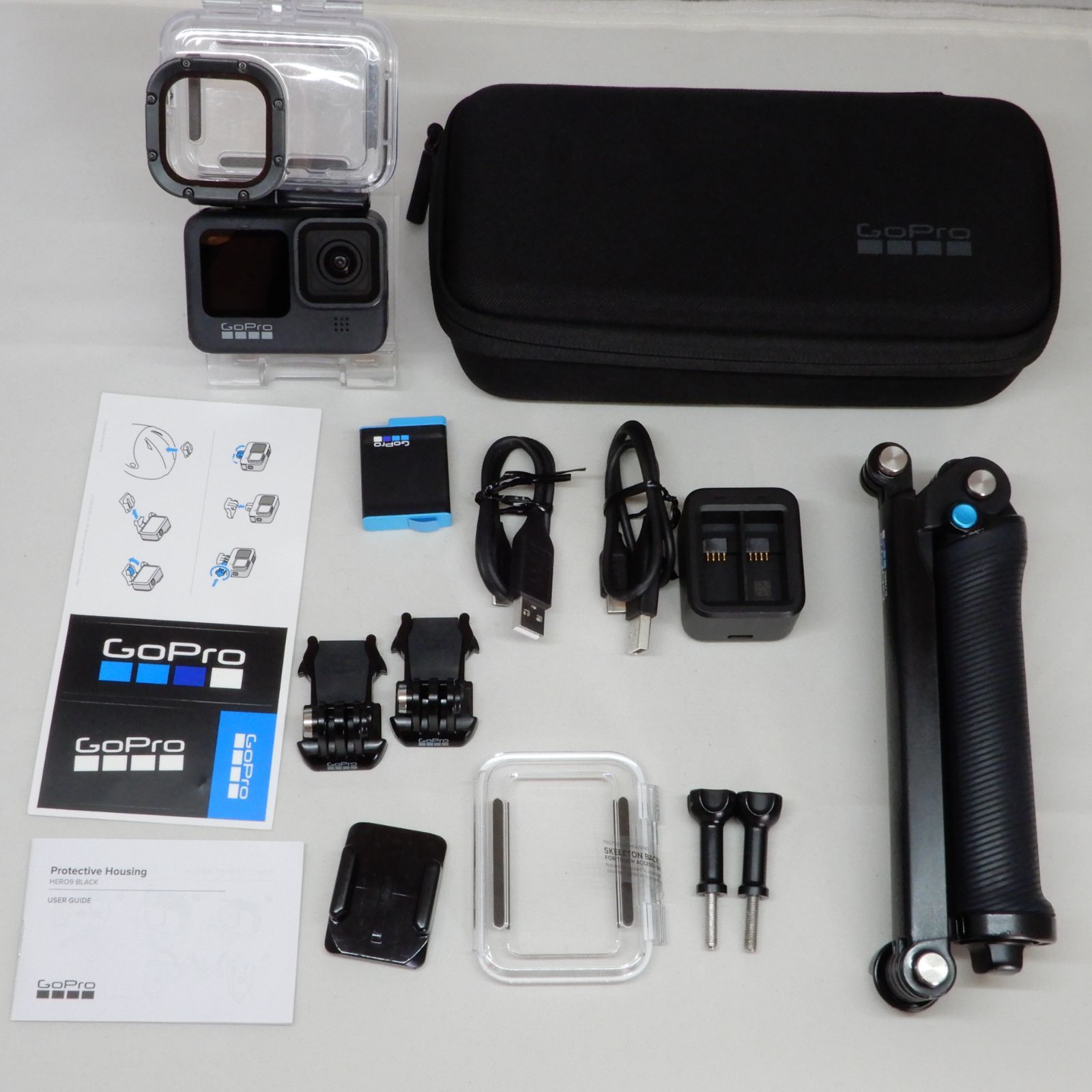 GoPro HERO9 BLACK ブラック アクションカメラ 保護ハウジング付 グリップアーム付