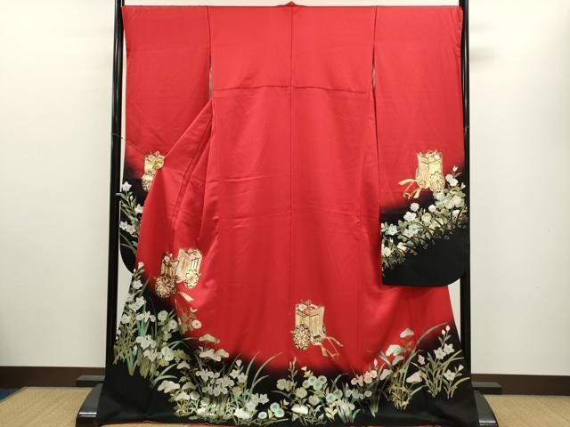 平和屋着物▽豪華振袖 御所車草花文 暈し染め 金銀彩 正絹 逸品