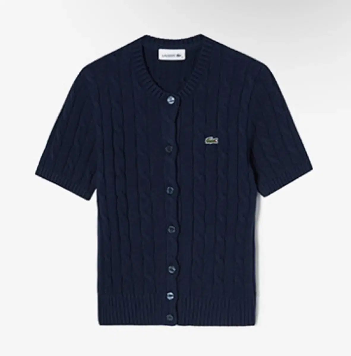 LACOSTE ラコステ ケーブル 半袖 カーディガン 38 ネイビー