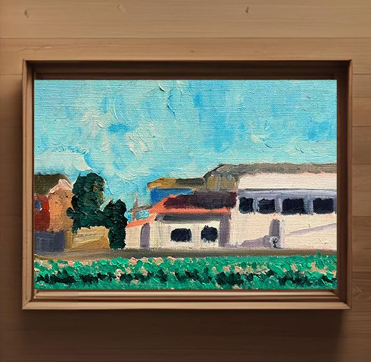 16×23㎝「午後の田舎の風景」油彩・原画・サムホール 16×23㎝「午後の田舎の風景」サムホール・油彩・原画