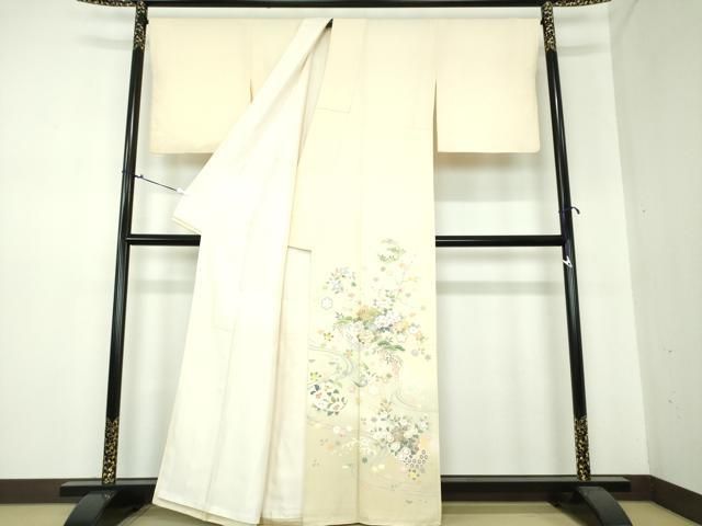 平和屋着物●色留訪問着　駒刺繍　流水雪輪吉祥花文　暈し染め　金彩　正絹　逸品　DAAS3486ps 平和屋着物○色留訪問着 駒刺繍 流水雪輪吉祥花文 暈し染め 金彩 正絹