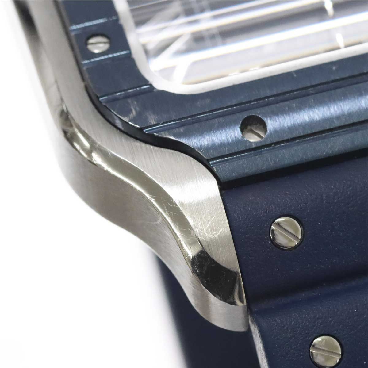 カルティエ Cartier サントスドゥカルティエLM WSSA0048 メンズ 腕時計 デイト ブルー 文字盤 自動巻き Santos de Cartier VLP 90181487