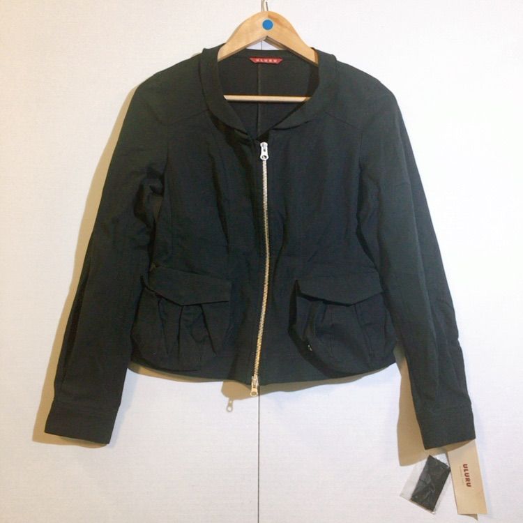 美品】タグ付き ULURU ジャケット 黒 薄手 トップス レディース 2 