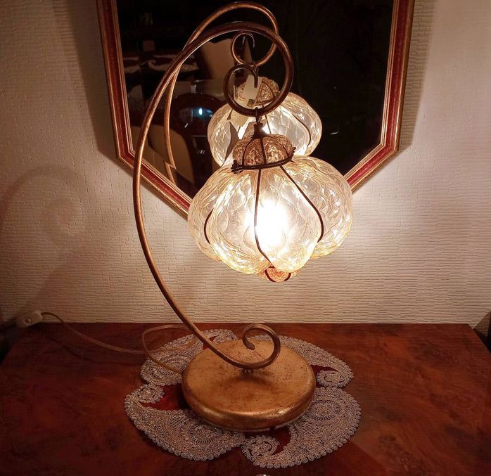 テーブルランプ イタリア製 ガラスシェード - 照明