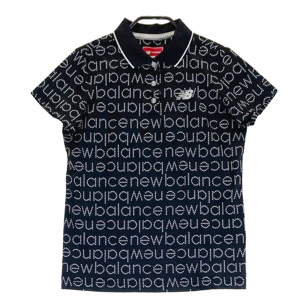 サイズ 1 NEW BALANCE GOLF ニューバランス 2025年モデル 半袖ポロシャツ ロゴ総柄 ブラック系 240101420569 ゴルフウェア レディース ストスト