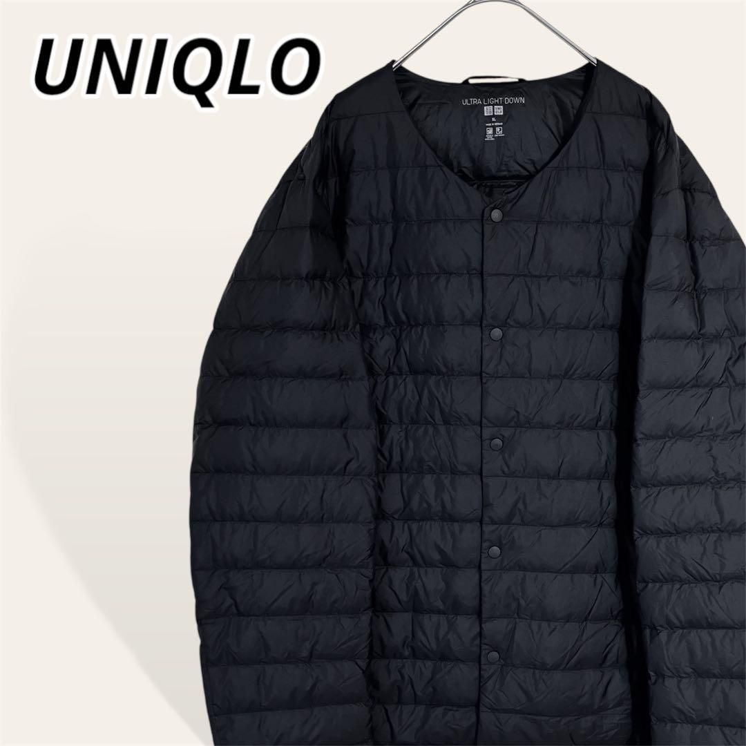 ❤️人気 ユニクロ 黒 ウルトラライトダウン 収納袋付き カラーレス コンパクトジャケット インナーライナー アウター XL メンズ K41