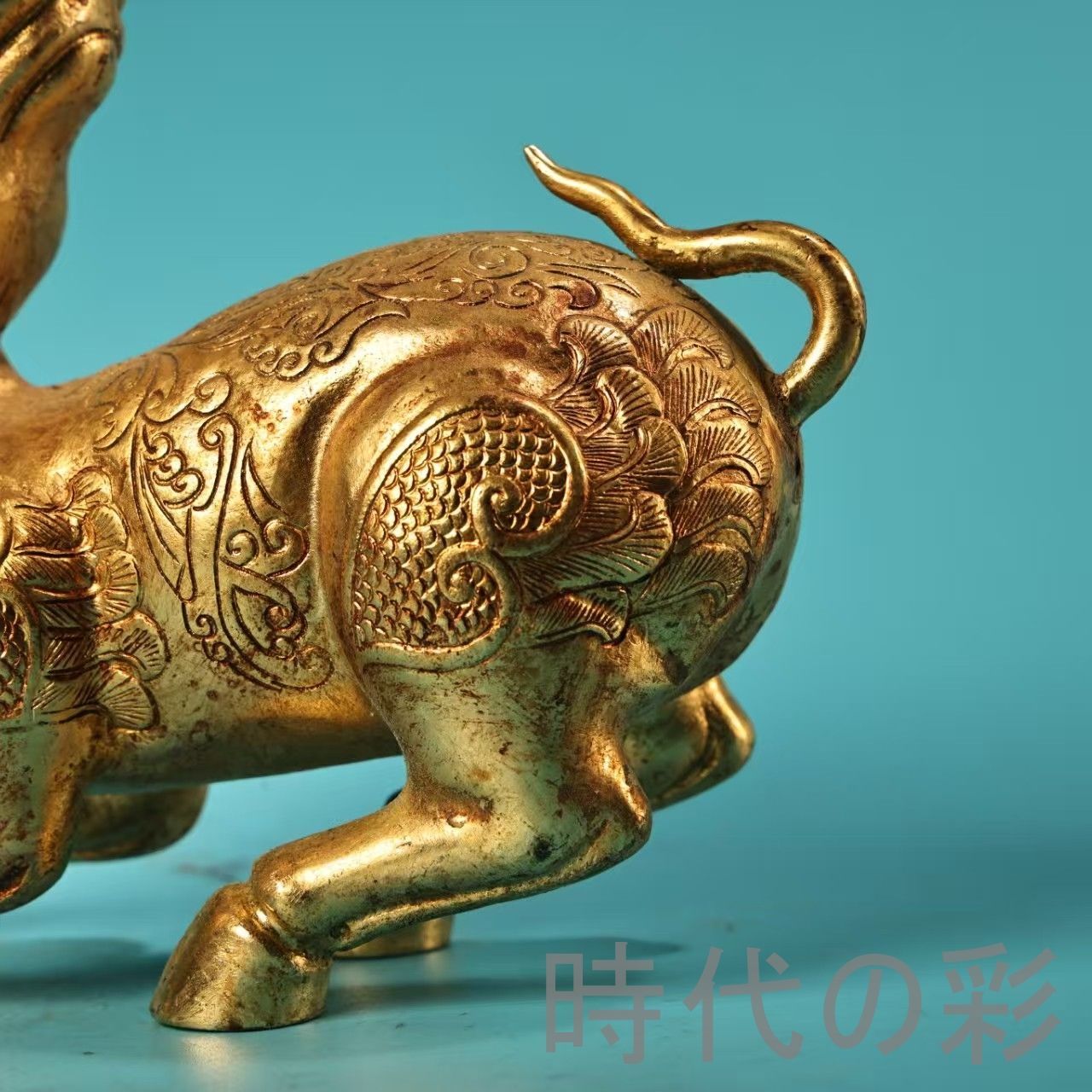 旧蔵 純銅高浮彫描金描金