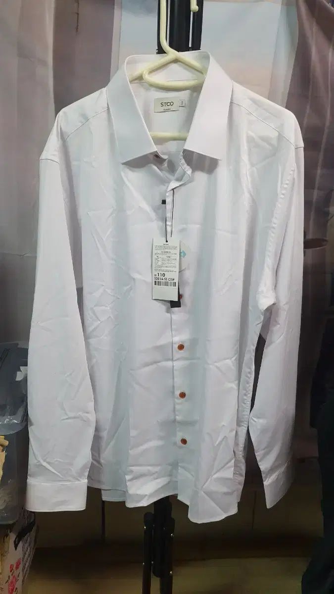 新品 STCO classic 高級感 メンズ white ロングスリーブシャツ 110
