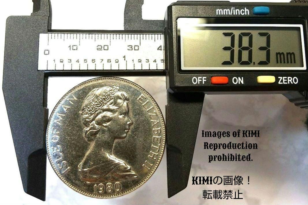 1 クラウン白銅貨 直径38.3mm マン島 エリザベス2世 大型コイン