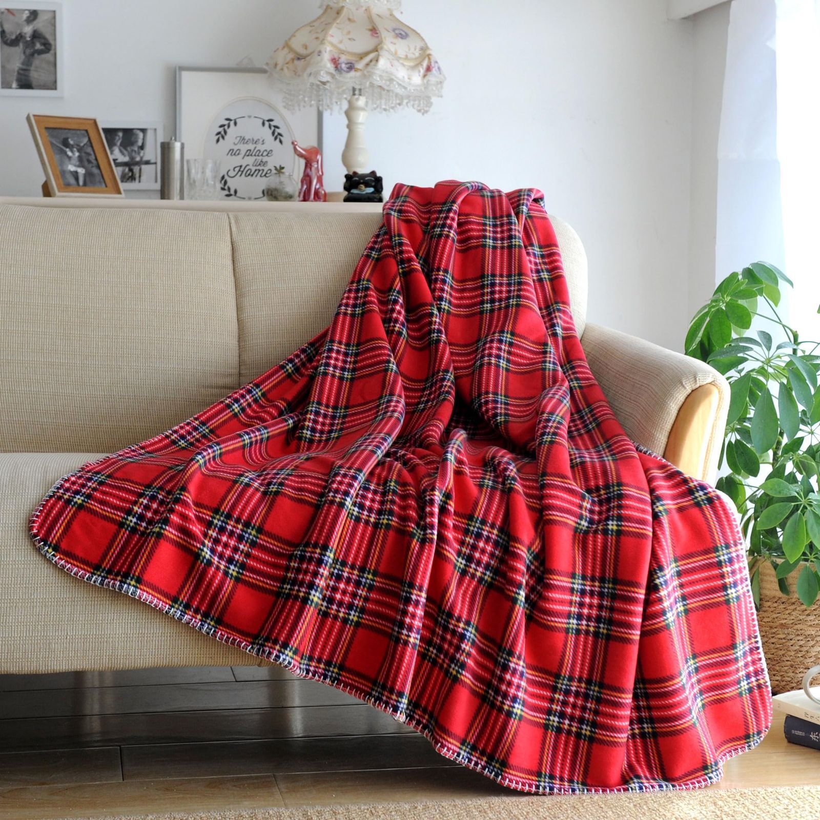 人気商品】毛布 ひざ掛け ハーフケット 赤 小さめ 厚手 北欧