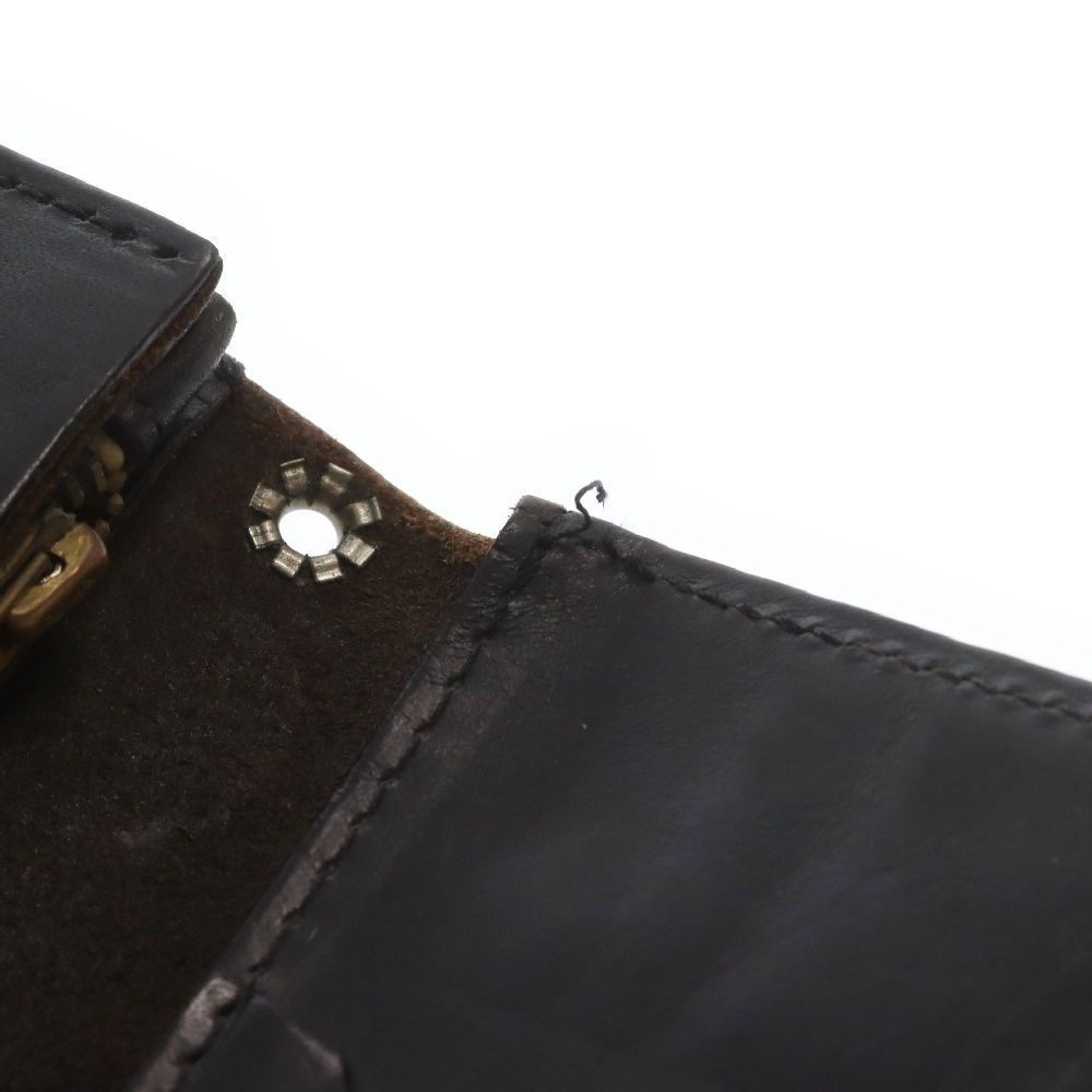 HTC (エイチティーシー) フラワー スタッズ レザー 二つ折り ロング