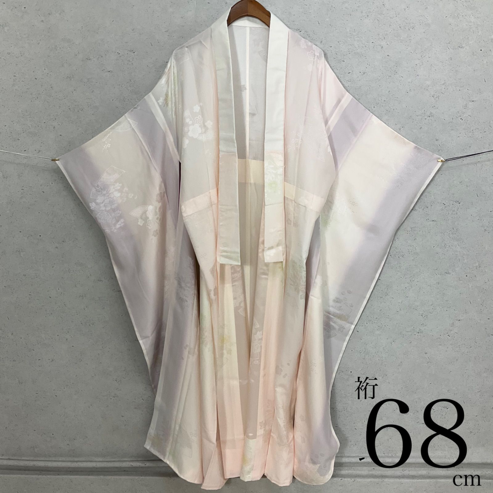 ◆kimono+one◆未使用同然◆振袖長襦袢◆単衣◆袖無双◆居敷当て付き◆仕付け糸付き◆しあわせガード◆裄長◆裄68肩丈129.5◆着物帯振袖袋帯礼装成人式結婚式振袖襦袢◆S1132