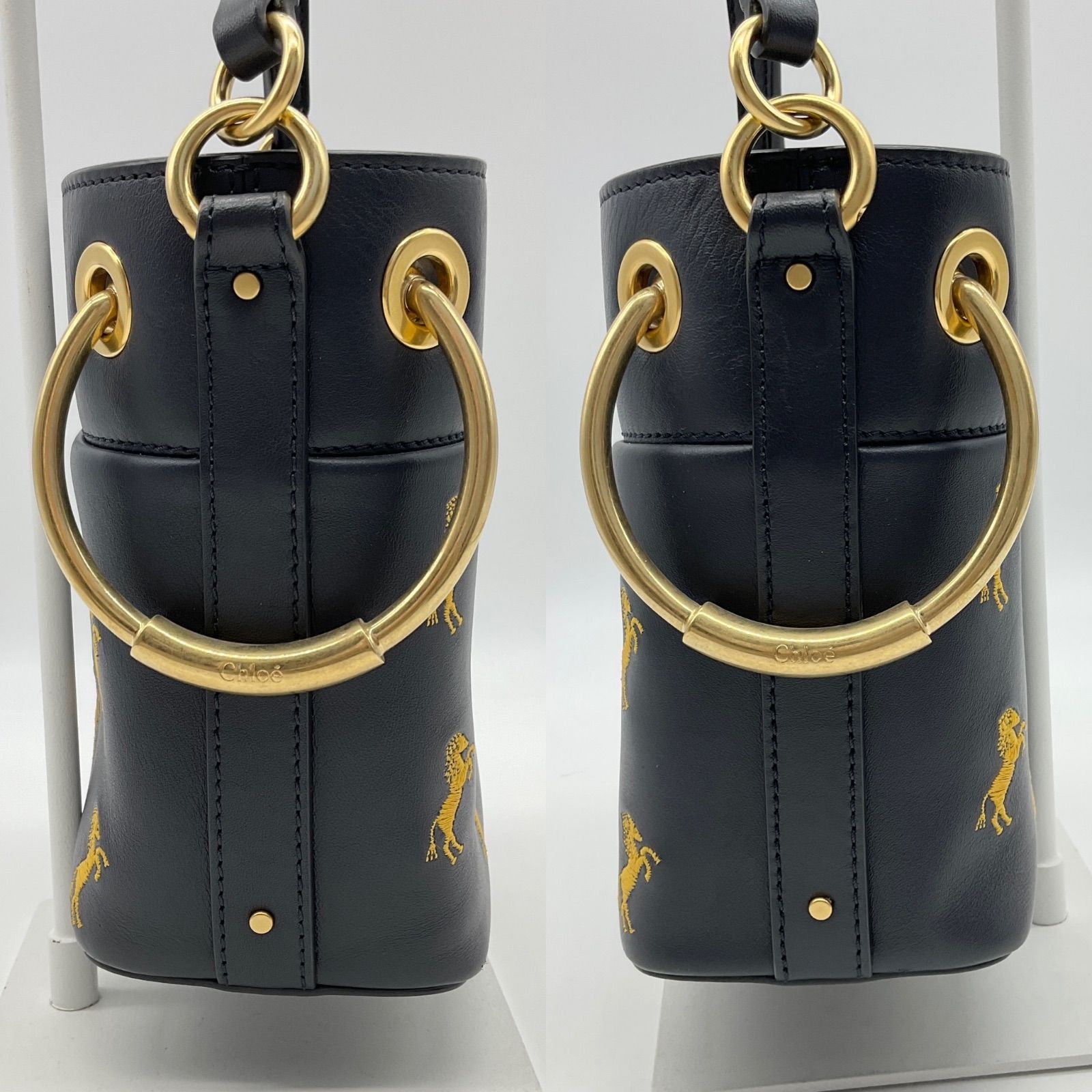Chloe クロエ ROY ロイ ミニバケットバッグ ホース 馬 ネイビー