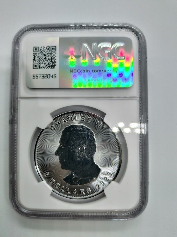 NGC MS69 2025年 5ドル カナダ 1オンス シルバー メープルリーフ NGC MS69 2025年 5ドル カナダ 1オンス シルバー メープルリーフ