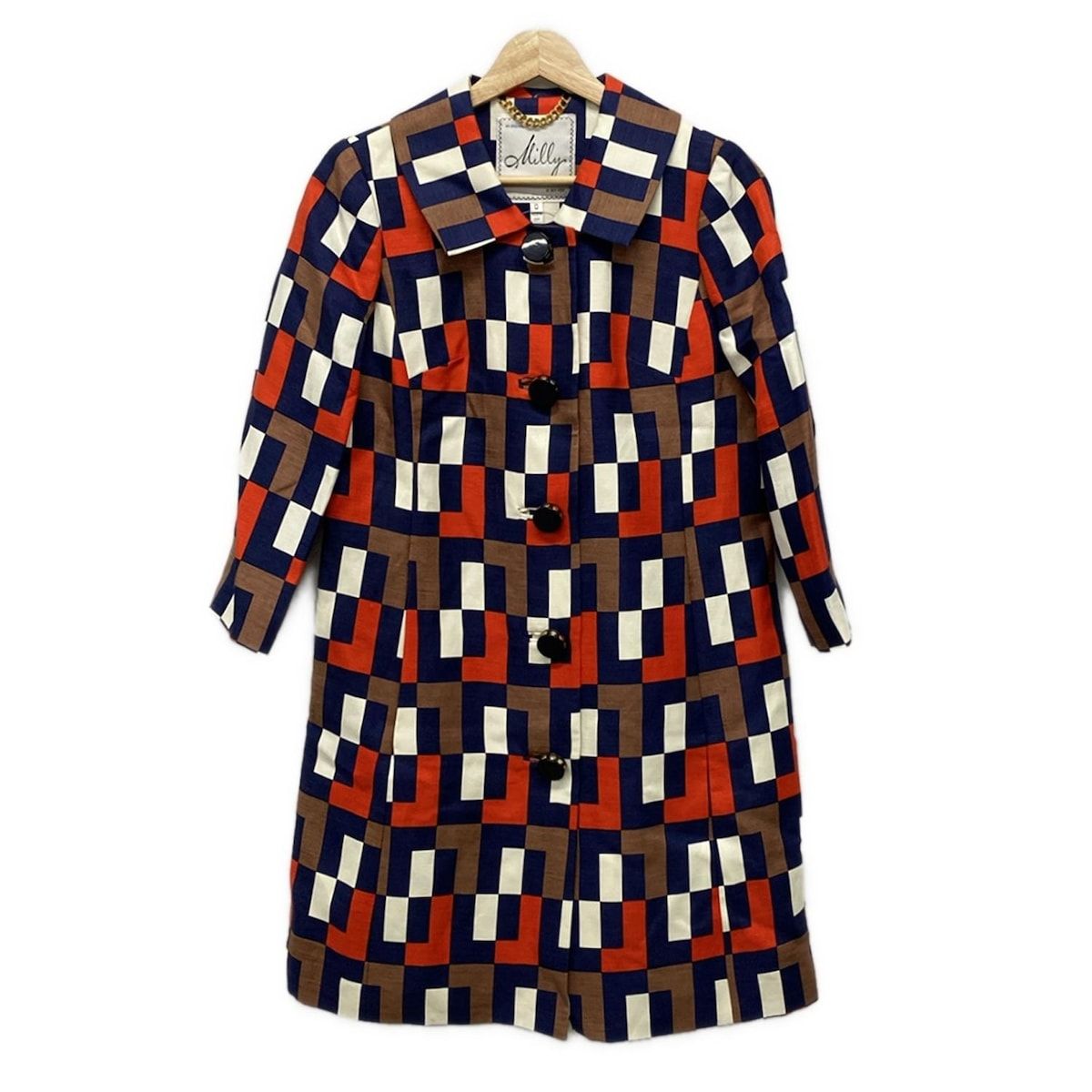 MILLY ミリー コート サイズ0 XS レディース - 白×レッド×マルチ 七分袖|チェック柄|秋|冬