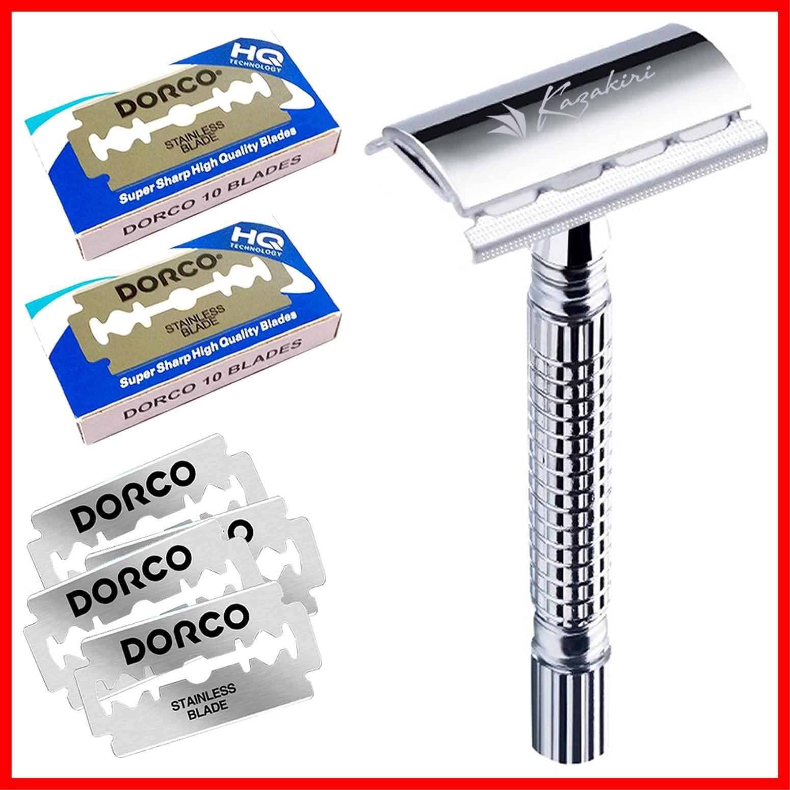 セール中】Kazakiri W 本格深剃り 両刃カミソリ 本体+替刃20枚付き